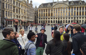 FMU students in Brussels with guide, Daniel